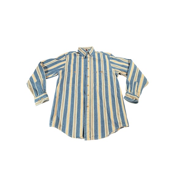 Vtg Carhartt Mens Denim Shirt XL USA Union Made Striped - Picture 1 of 9